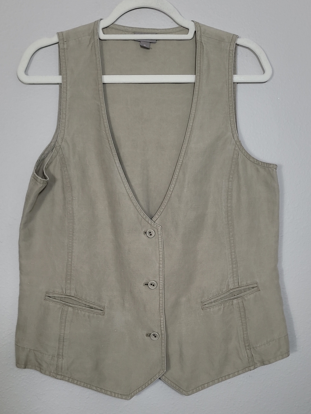 Vintage J Jill Linen Blend Button Up Vest Size Medium